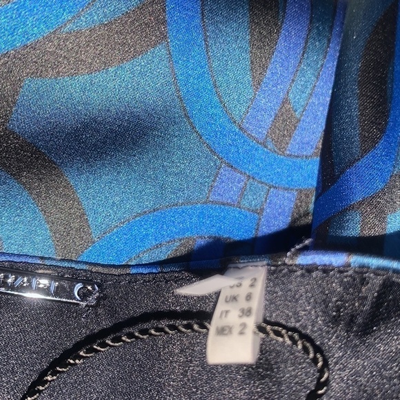 Elie Tahari Esmarella 3/4 Sleeve Cocktail Shift Dress Blue Printed Women Size 2 - Picture 9 of 13